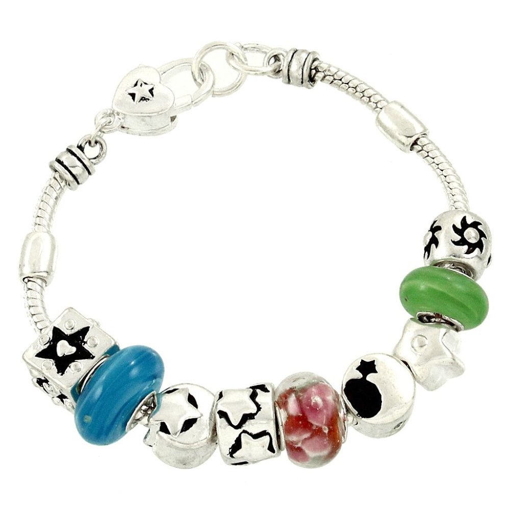 NWT European Style Bead Bracelet Blues, Greens, Stars